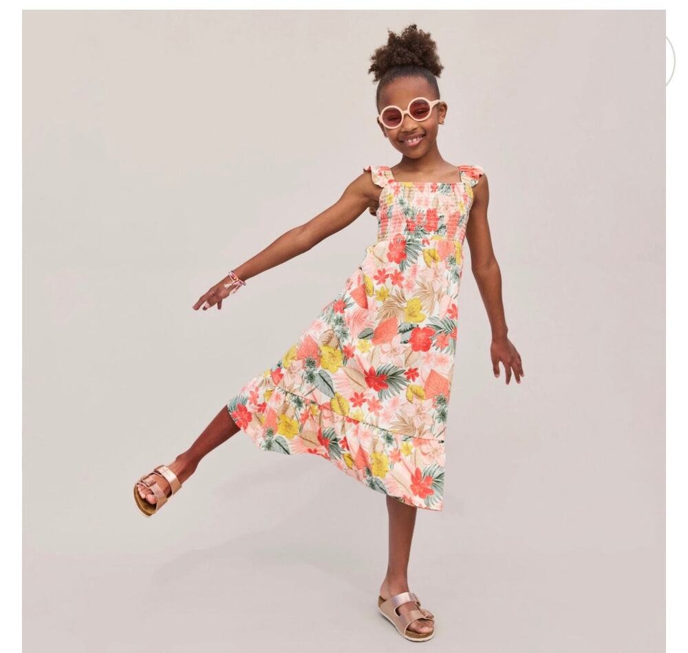Girls Floral Carters Smocked Maxi-dress Size 7